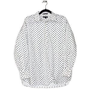 Lands End Green White Patterned Button Up Blouse Size 12 L